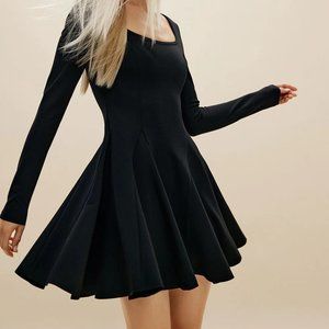 OGL Move NWT Square Neck Ruffle Flounce Long Sleeve Dress | Small | Black